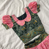 Dark Green & Pink Colour Traditional Girls Lehenga Set -VS3770